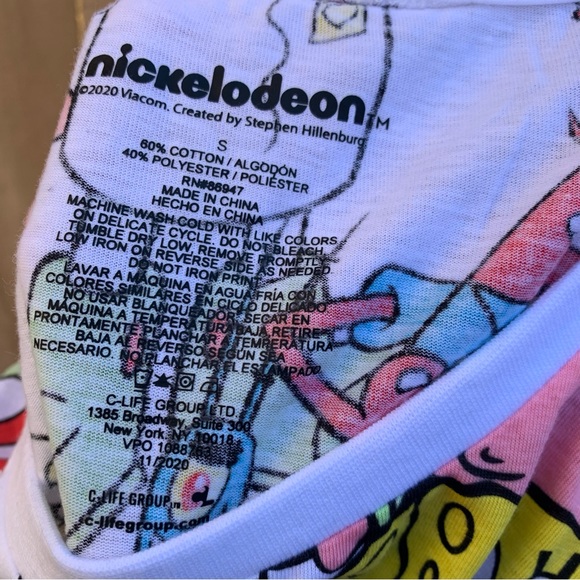 Nickelodeon SpongeBob Patrick Squidward All Over Print White T-Shirt S/M - D66 - Picture 7 of 7